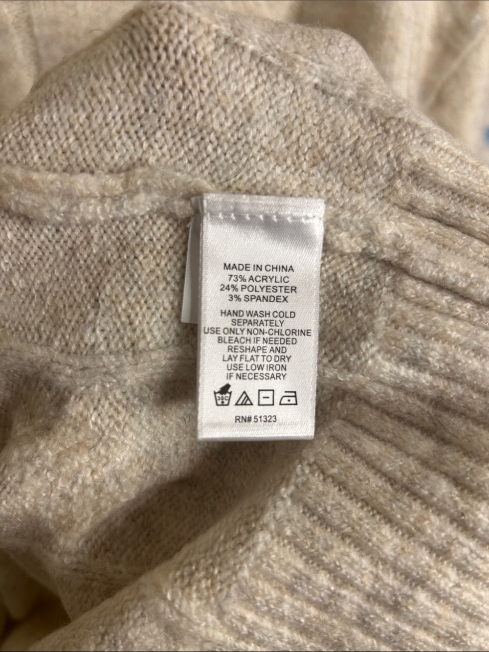 1. State Cream Cable-Knit Turtleneck Sweater with Blue Snowflake Sleeves - Picture 6 of 6